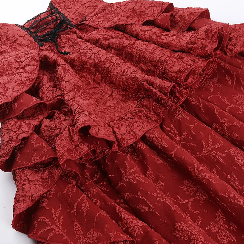 2024 New Retro Gothic High Waist Swallowtail Skirt Women's Steampunk Vintage Lace Up Asymmetrical High Low Skirts Outfits Party