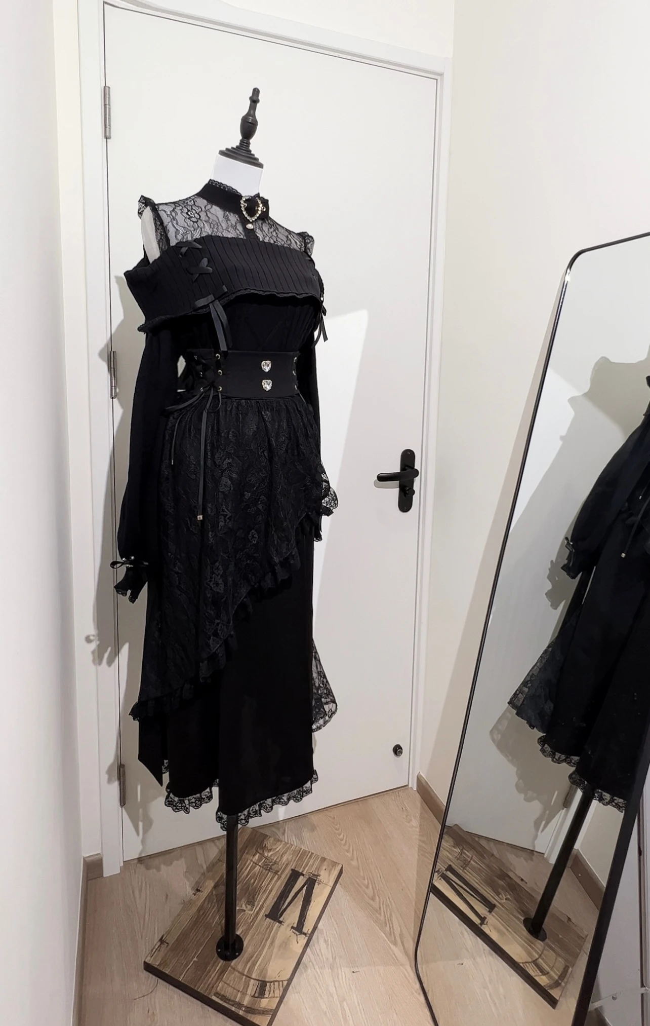 Japanese Mine Series Mass Production Fishtail Skirt for Women High Waist Lace Splicing Black Long Skirt Lady Sweet Sweaters Top