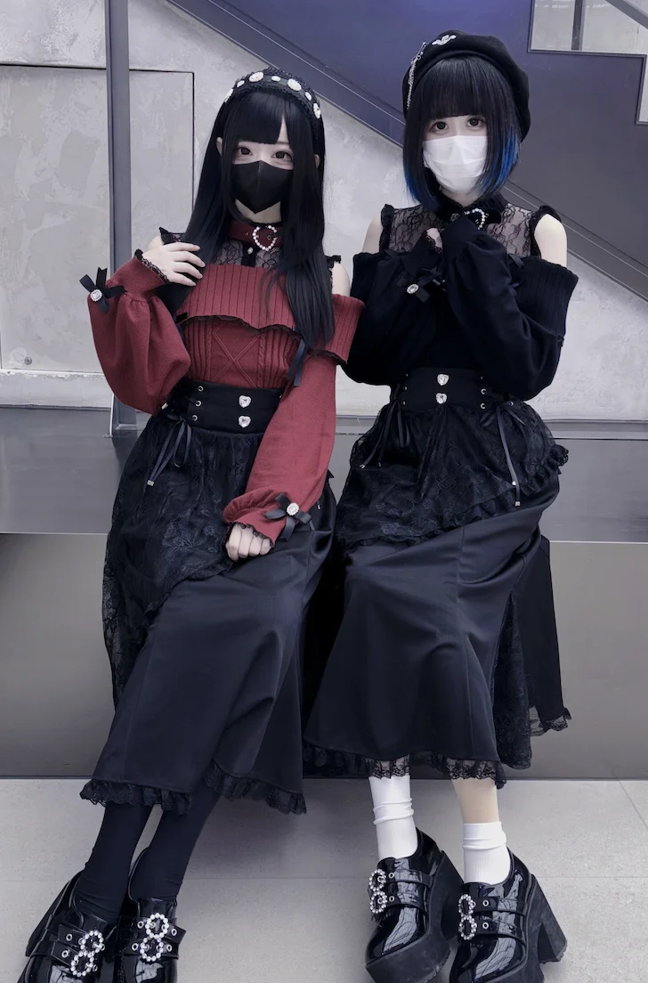 Japanese Mine Series Mass Production Fishtail Skirt for Women High Waist Lace Splicing Black Long Skirt Lady Sweet Sweaters Top