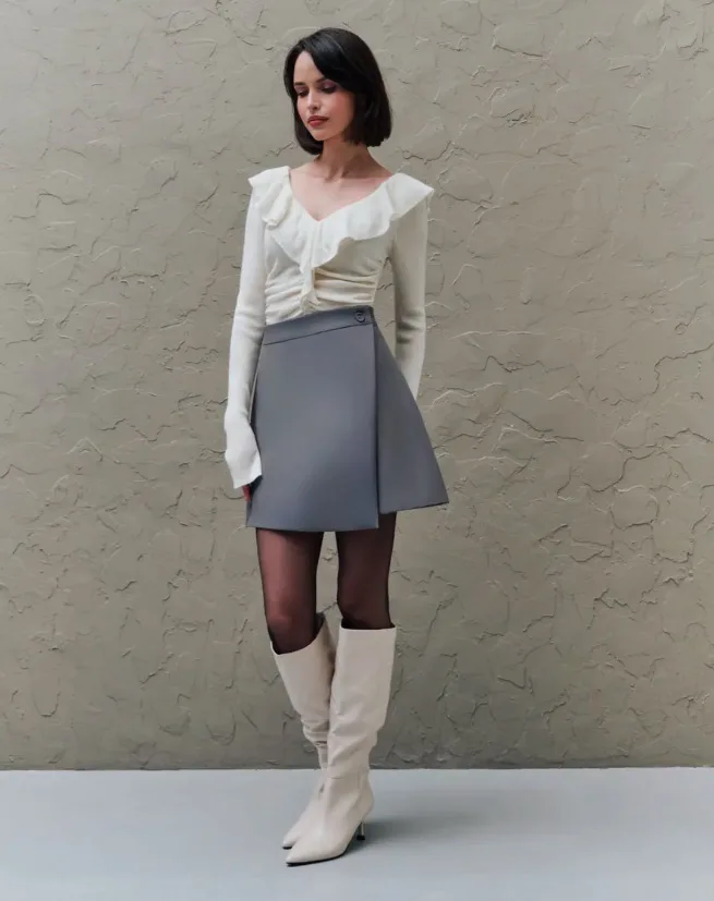 Office Lady Women Skirts 2026 New Women's High Waist A Line Skirt Slim Fit Split Hem Irregular Design Versatile Midi Skirt