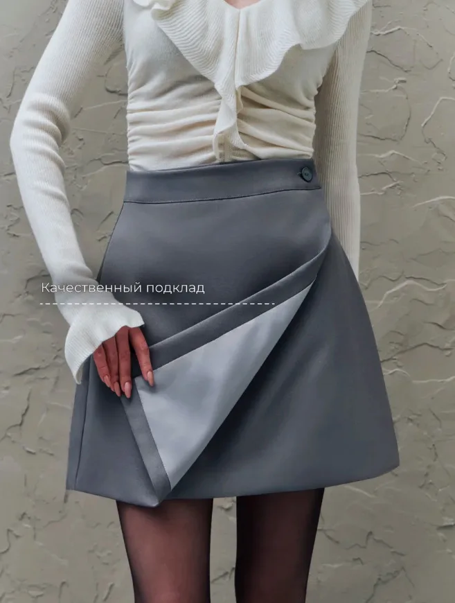 Office Lady Women Skirts 2026 New Women's High Waist A Line Skirt Slim Fit Split Hem Irregular Design Versatile Midi Skirt