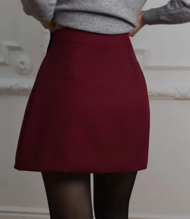 Office Lady Women Skirts 2026 New Women's High Waist A Line Skirt Slim Fit Split Hem Irregular Design Versatile Midi Skirt