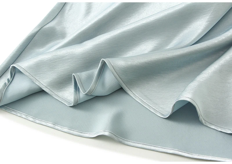 Streamgirl Pink Silk Skirts For Women Midi Light Blue Skirt Satin High Quality Luxury Satin Yellow Skirt Bodycon Women Office