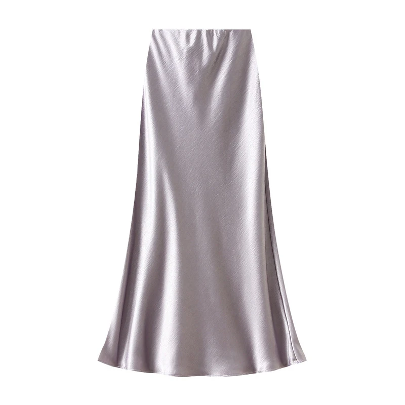 Streamgirl Pink Silk Skirts For Women Midi Light Blue Skirt Satin High Quality Luxury Satin Yellow Skirt Bodycon Women Office