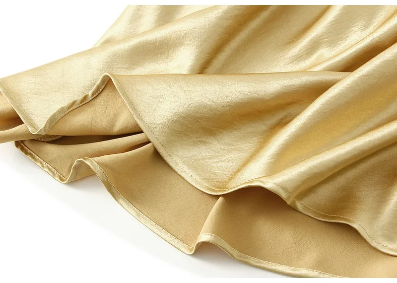 Streamgirl Pink Silk Skirts For Women Midi Light Blue Skirt Satin High Quality Luxury Satin Yellow Skirt Bodycon Women Office