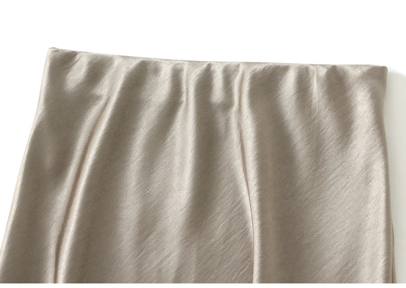 Streamgirl Pink Silk Skirts For Women Midi Light Blue Skirt Satin High Quality Luxury Satin Yellow Skirt Bodycon Women Office