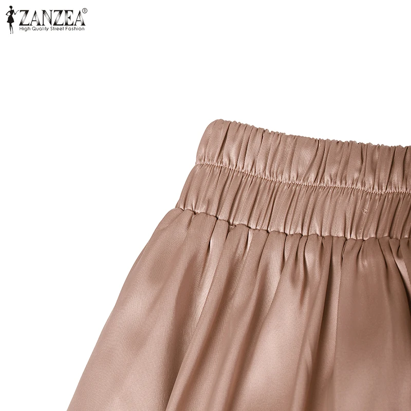 Stylish Women Maxi Long Skirts 2025 ZANZEA Elegant Party Satin Jupe Summer High Waist Holiday Robe Solid A-line Work Faldas Saia