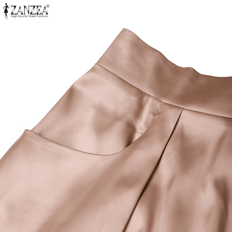 Stylish Women Maxi Long Skirts 2025 ZANZEA Elegant Party Satin Jupe Summer High Waist Holiday Robe Solid A-line Work Faldas Saia