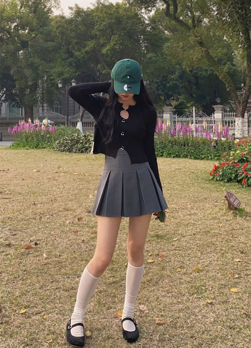 MEXZT Y2K Mini Skirts Women Harajuku Streetwear Black Pleated Skirt Korean Fashion School Uniform Kawaii High Waist A Line Skirt