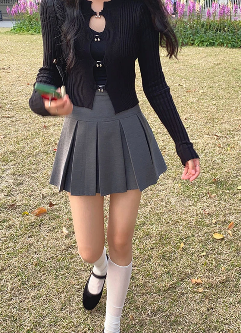 MEXZT Y2K Mini Skirts Women Harajuku Streetwear Black Pleated Skirt Korean Fashion School Uniform Kawaii High Waist A Line Skirt