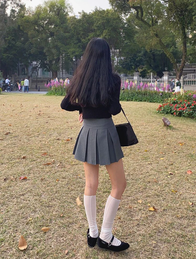 MEXZT Y2K Mini Skirts Women Harajuku Streetwear Black Pleated Skirt Korean Fashion School Uniform Kawaii High Waist A Line Skirt