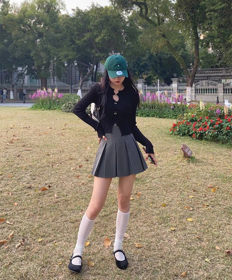 MEXZT Y2K Mini Skirts Women Harajuku Streetwear Black Pleated Skirt Korean Fashion School Uniform Kawaii High Waist A Line Skirt