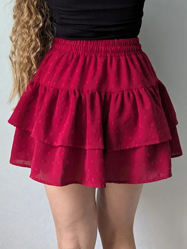 Streamgirl Women Mini Skirts With Shorts Under Summer Clothes Tie Up A Line Short White Pleated Ruffled Layered Skirt For Women