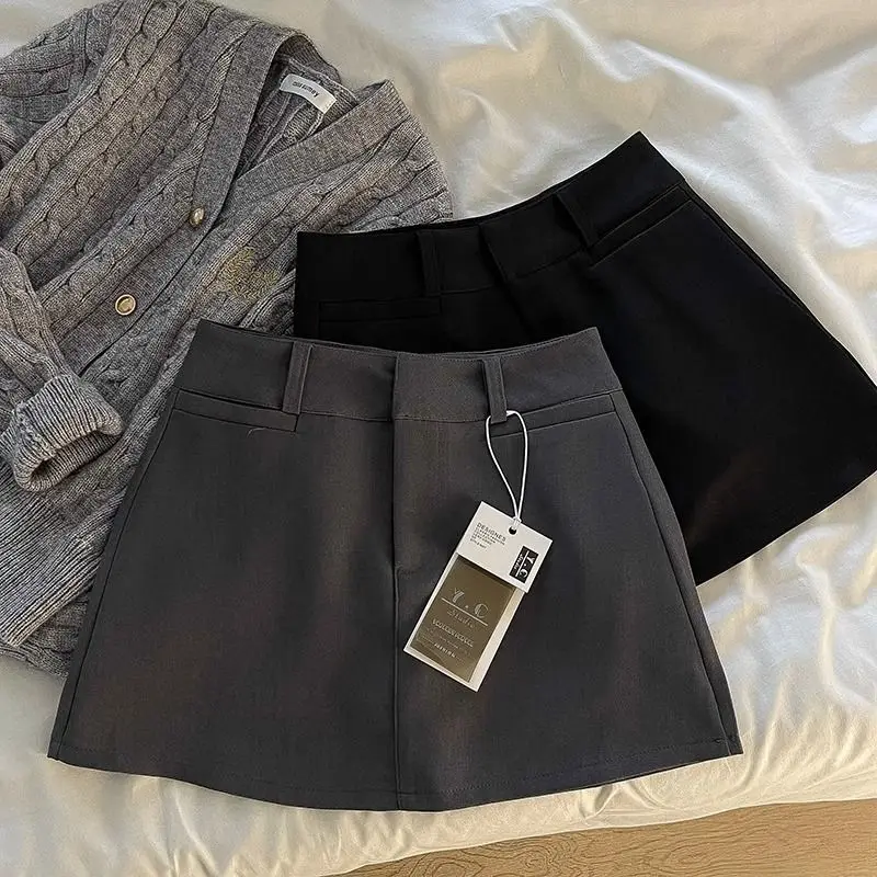 Streetwear Black Mini Skirt Women Fashion Preppy Sexy Gyaru Hip Wrap Skirts Summer Elegant Korean High Waist A Line Faldas New