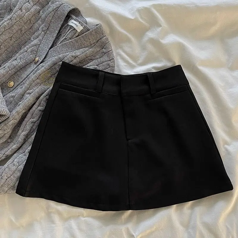 Streetwear Black Mini Skirt Women Fashion Preppy Sexy Gyaru Hip Wrap Skirts Summer Elegant Korean High Waist A Line Faldas New