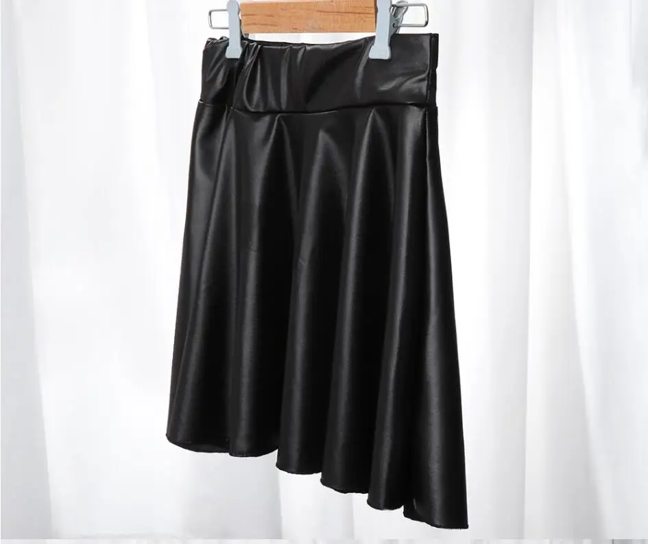 Women Sexy Faux Leather Skirts High Waist Elastic Mini Short Skirt Multi Purpose For Skater Work Nightclub Knee-Length Skirts