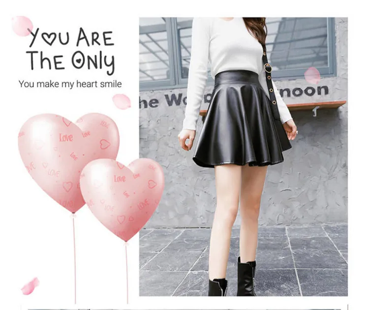 Women Sexy Faux Leather Skirts High Waist Elastic Mini Short Skirt Multi Purpose For Skater Work Nightclub Knee-Length Skirts