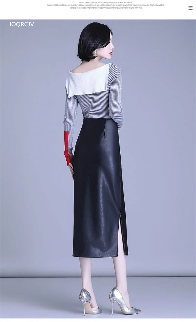 Women Sheepskin Skirt Wrap Hip Over The Knee Long Leather Skirts High-quality Female High Waist Sexy Split Package Hip Skirt 5XL