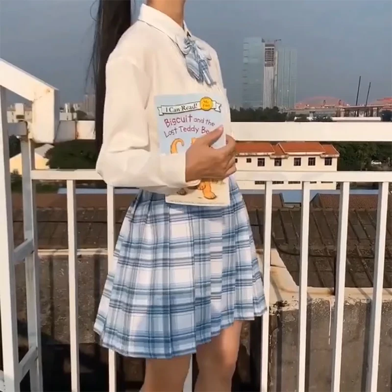 CZJMS Japan Women Pleated Skirt High Waist Fashion JK Plaid Mini Skirt Elegant Bow A Line Dancing Summer Girls Cosplay Faldas