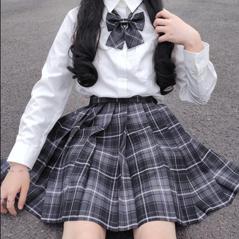 CZJMS Japan Women Pleated Skirt High Waist Fashion JK Plaid Mini Skirt Elegant Bow A Line Dancing Summer Girls Cosplay Faldas