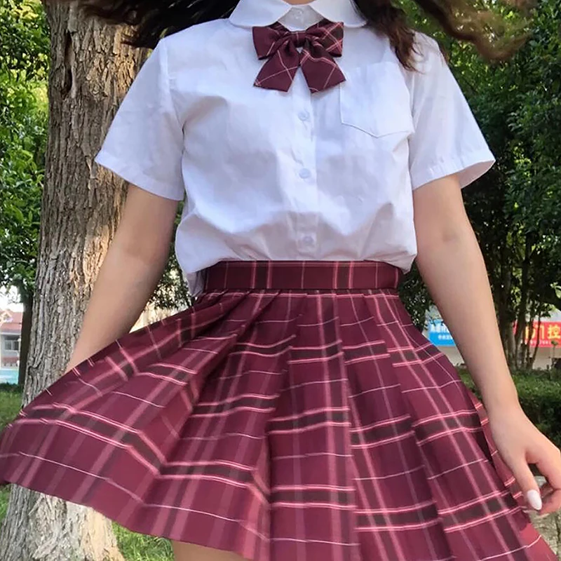 CZJMS Japan Women Pleated Skirt High Waist Fashion JK Plaid Mini Skirt Elegant Bow A Line Dancing Summer Girls Cosplay Faldas