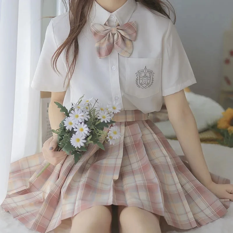 CZJMS Japan Women Pleated Skirt High Waist Fashion JK Plaid Mini Skirt Elegant Bow A Line Dancing Summer Girls Cosplay Faldas