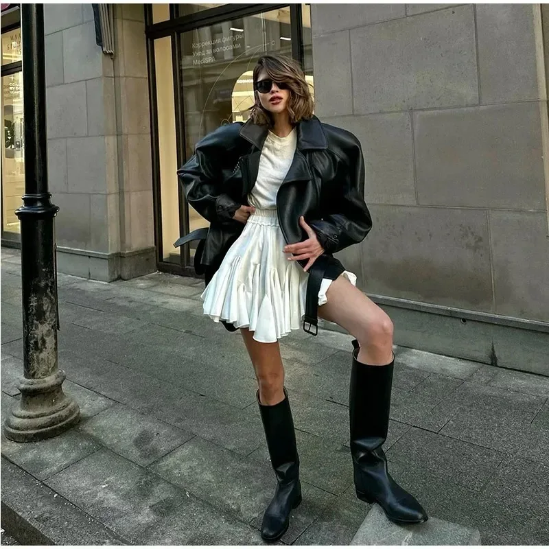 White Ruffles Elegant Mini Skirts Fashion 2025 Women High Waist Pleated Fluffy A-Line Skirt Summer Loose Communte Female Clothes