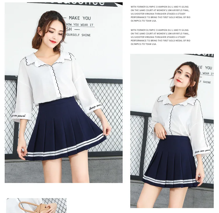 2024 high waist pleated skirts Kawaii Harajuku Skirts women girls lolita a-line sailor skirt Preppy school uniform