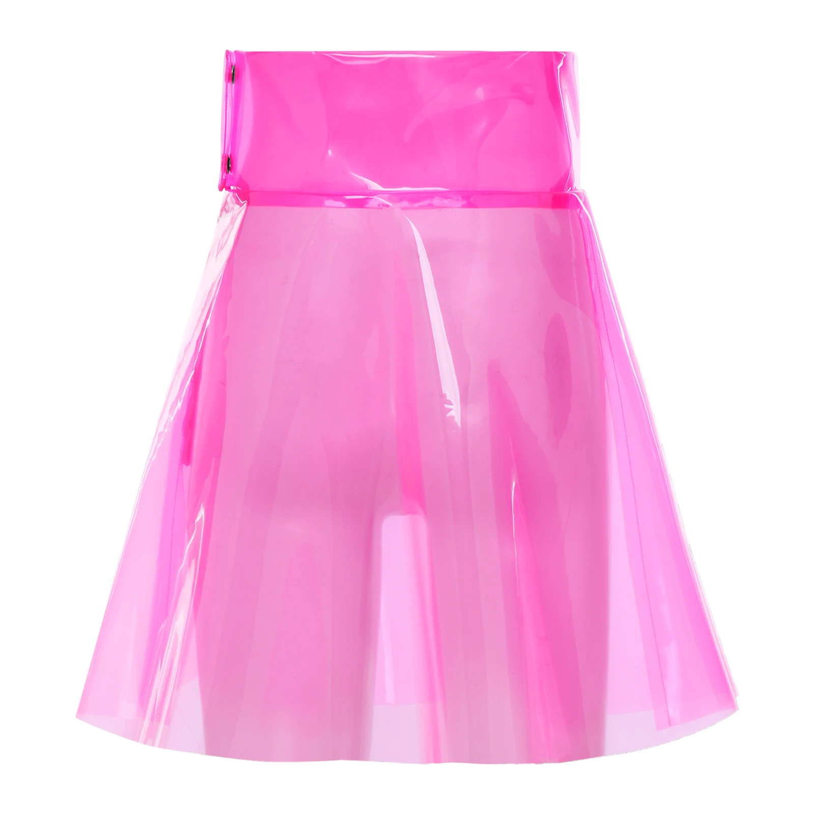 Women See Through Transparent Pvc Miniskirt High Waist Pleated Hem A-line Skirt Cover Up Skirt Clubwear for Beach Party Rave