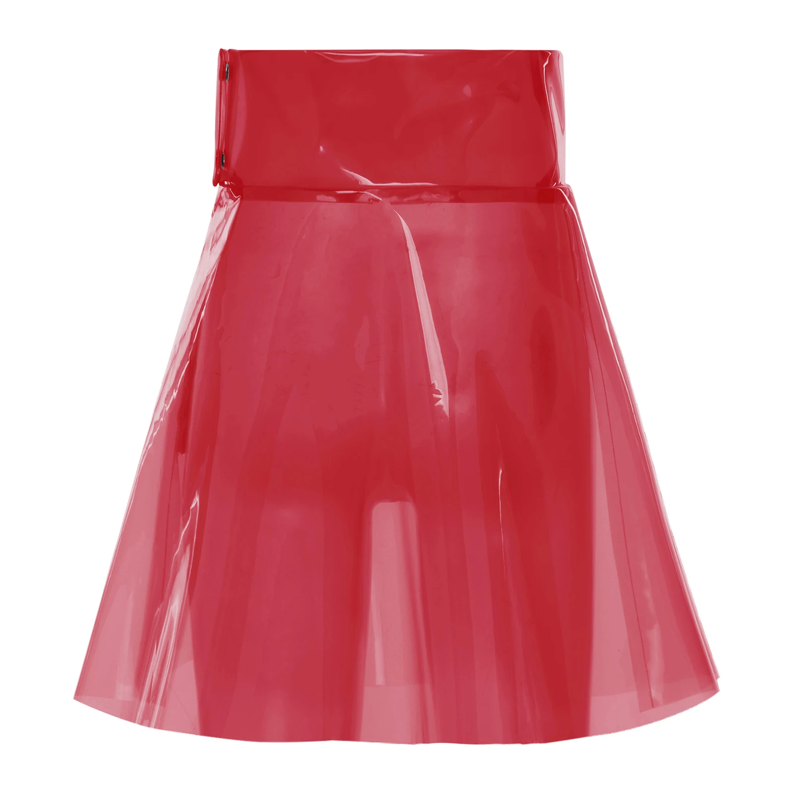 Women See Through Transparent Pvc Miniskirt High Waist Pleated Hem A-line Skirt Cover Up Skirt Clubwear for Beach Party Rave