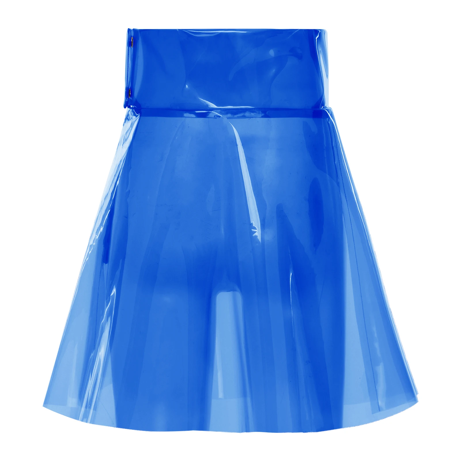 Women See Through Transparent Pvc Miniskirt High Waist Pleated Hem A-line Skirt Cover Up Skirt Clubwear for Beach Party Rave