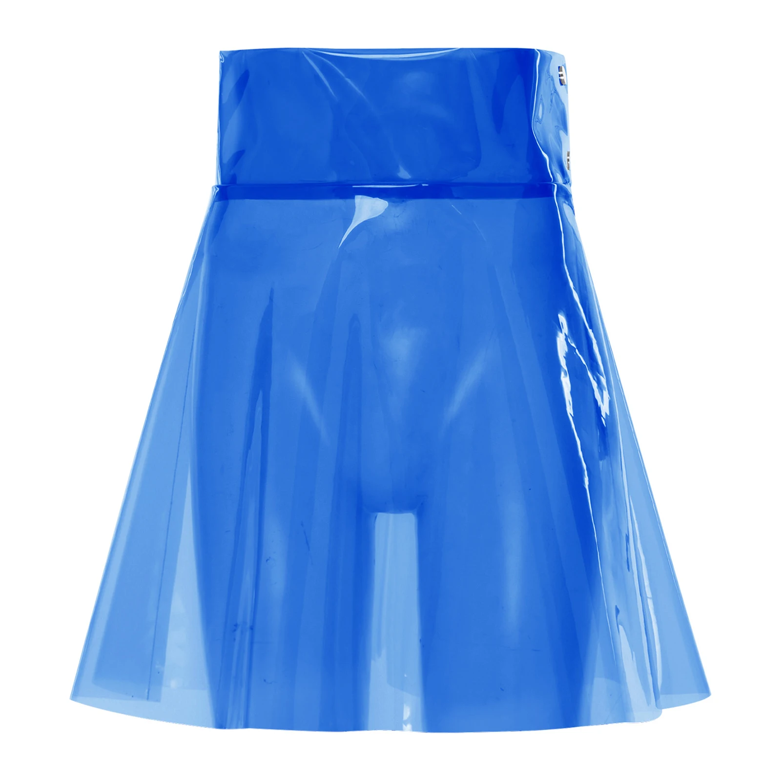 Women See Through Transparent Pvc Miniskirt High Waist Pleated Hem A-line Skirt Cover Up Skirt Clubwear for Beach Party Rave