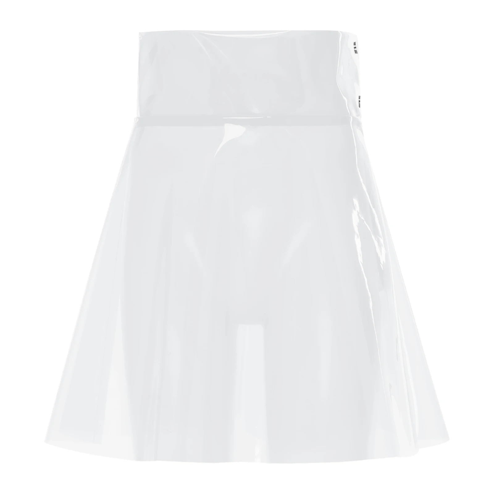 Women See Through Transparent Pvc Miniskirt High Waist Pleated Hem A-line Skirt Cover Up Skirt Clubwear for Beach Party Rave