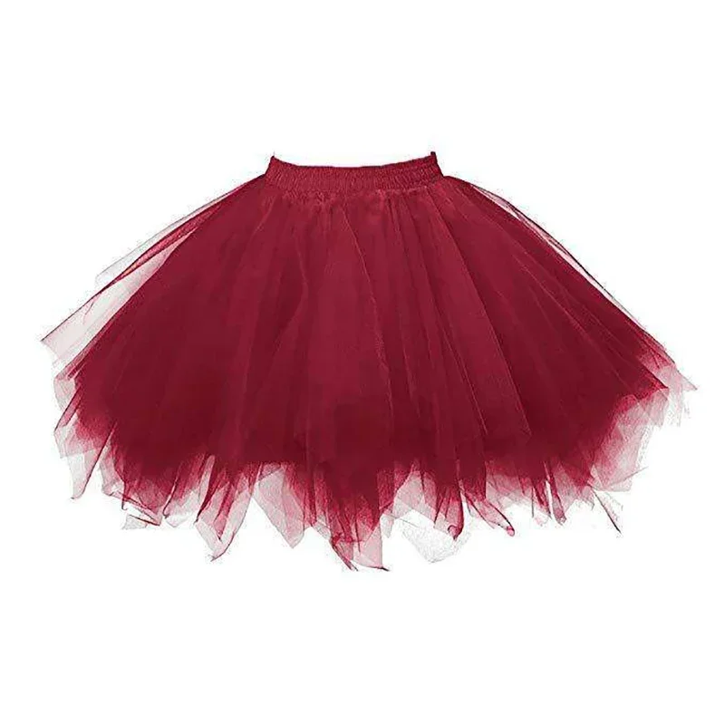 Women's Candy-colored Tutu Tulle Skirt Ballet Skirt Dance Party Stage Performance Fluffy Mini Skirt Adult Costume Ball Gown