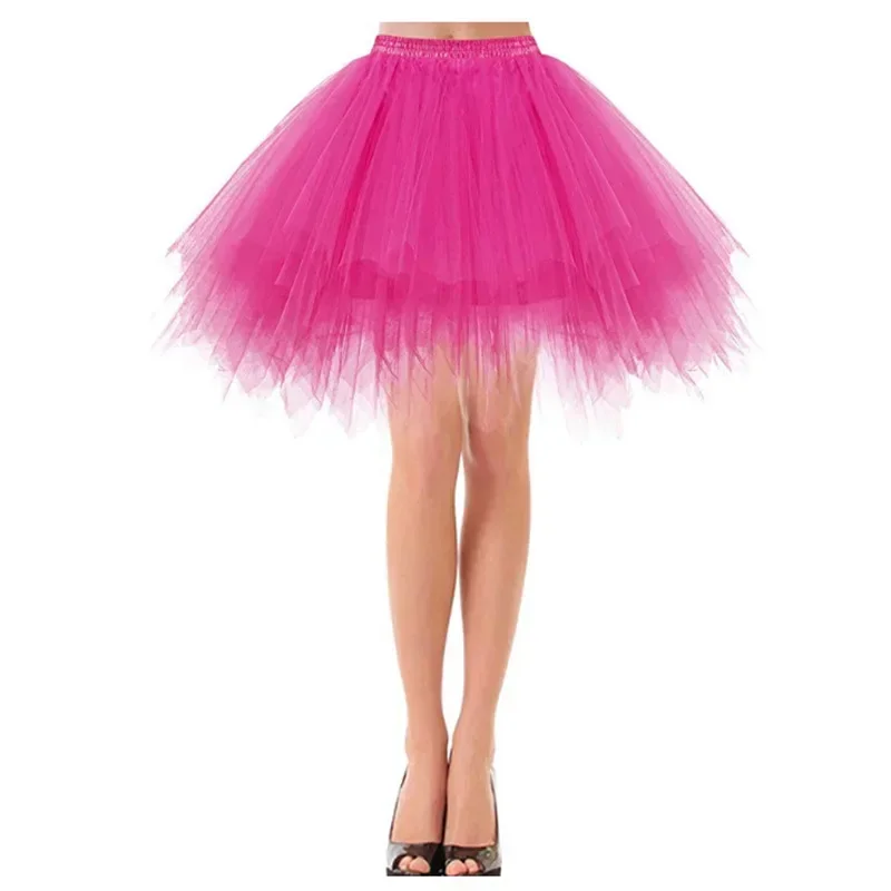 Women's Candy-colored Tutu Tulle Skirt Ballet Skirt Dance Party Stage Performance Fluffy Mini Skirt Adult Costume Ball Gown