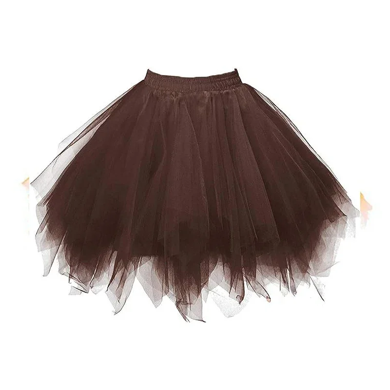 Women's Candy-colored Tutu Tulle Skirt Ballet Skirt Dance Party Stage Performance Fluffy Mini Skirt Adult Costume Ball Gown