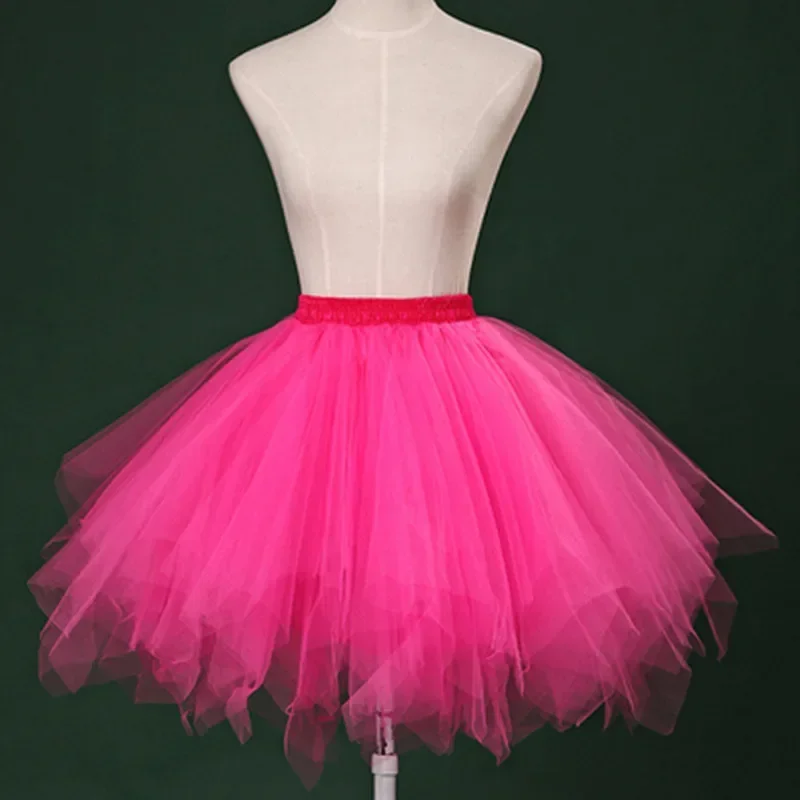 Women's Candy-colored Tutu Tulle Skirt Ballet Skirt Dance Party Stage Performance Fluffy Mini Skirt Adult Costume Ball Gown
