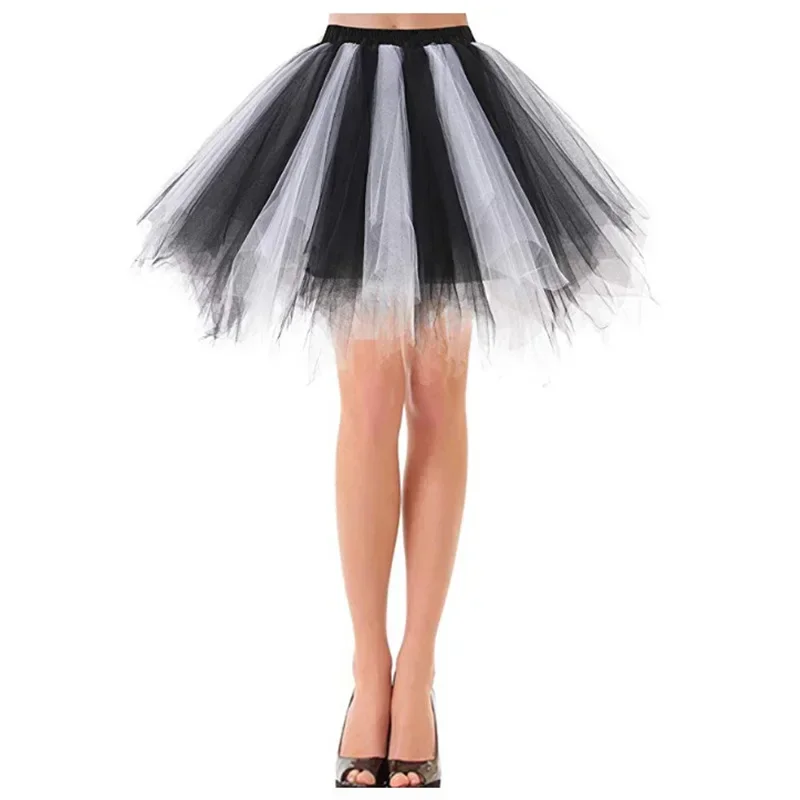 Women's Candy-colored Tutu Tulle Skirt Ballet Skirt Dance Party Stage Performance Fluffy Mini Skirt Adult Costume Ball Gown