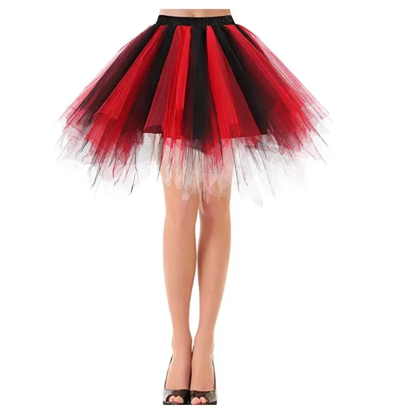 Women's Candy-colored Tutu Tulle Skirt Ballet Skirt Dance Party Stage Performance Fluffy Mini Skirt Adult Costume Ball Gown