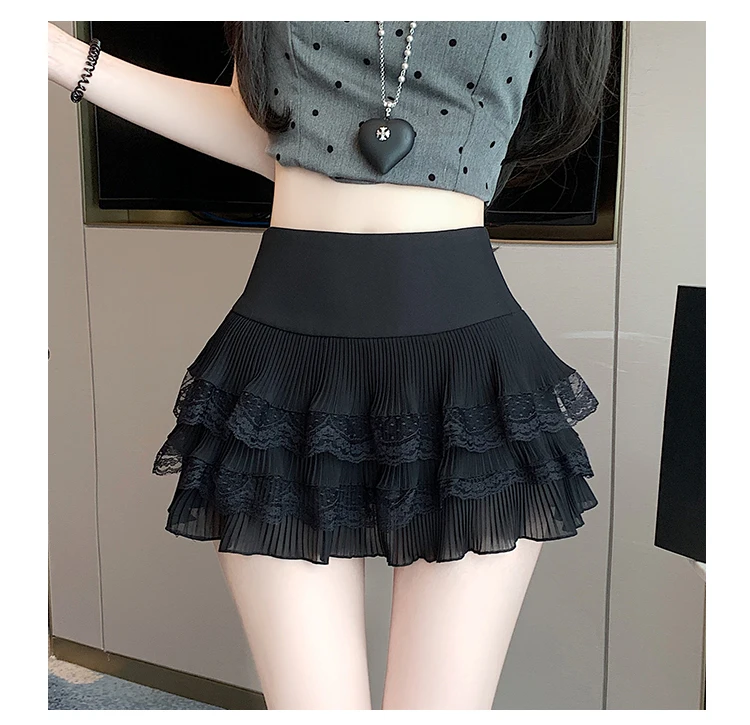 Cute Lace Ruffle Tiered Mini Skirts for Women, High-Waist Spring Summer 2026 New Short Skirt, Petite Friendly Hot Girl