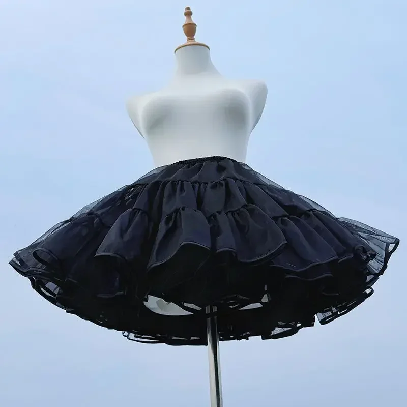 Flight Heaven Lolita Petticoat Black Ultra Violent Boneless Mesh Crinoline Short Fluffy Skirt for Sweet Classic Style 35cm 45cm