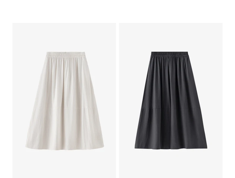 TOYOUTH Women Skirt Summer 2026 Wrinkled Texture Elastic Waist High Waist Cocoon Split A Line Soft Comfortable Daily Style