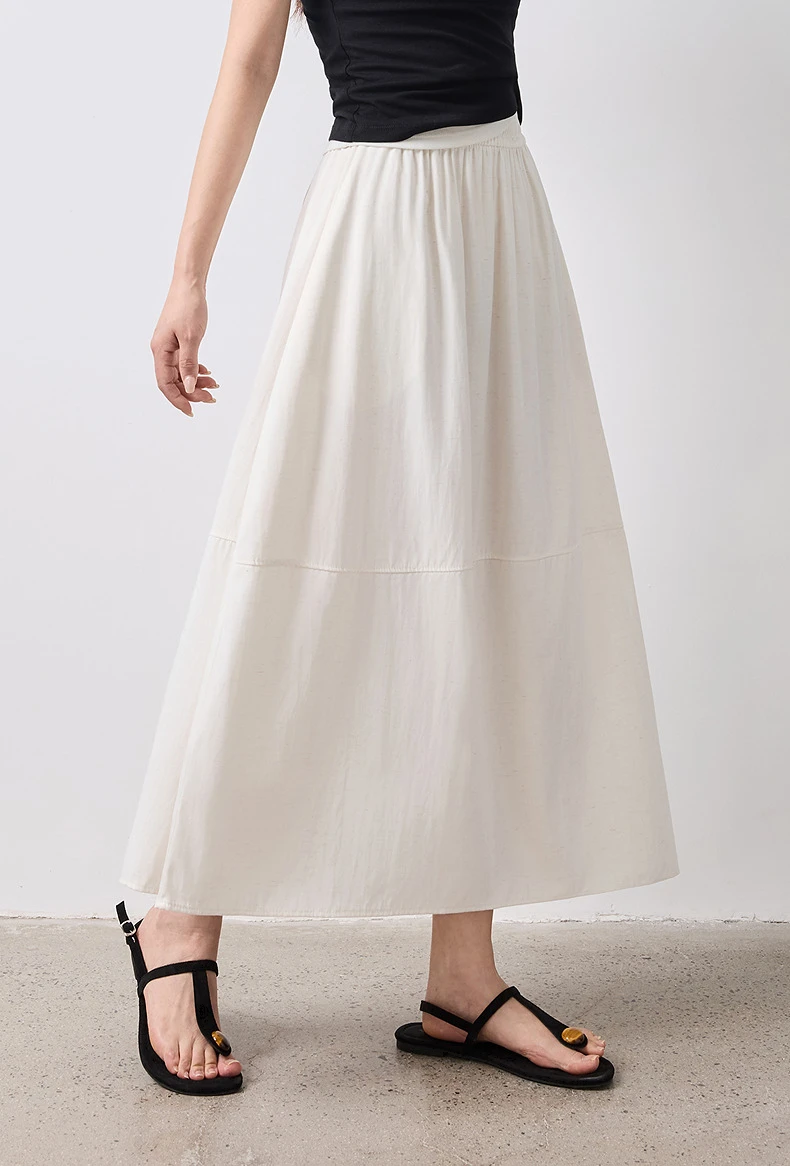 TOYOUTH Women Skirt Summer 2026 Wrinkled Texture Elastic Waist High Waist Cocoon Split A Line Soft Comfortable Daily Style