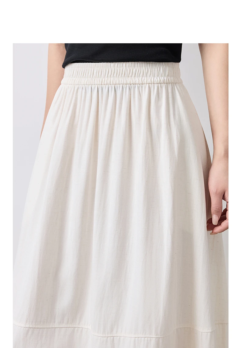 TOYOUTH Women Skirt Summer 2026 Wrinkled Texture Elastic Waist High Waist Cocoon Split A Line Soft Comfortable Daily Style