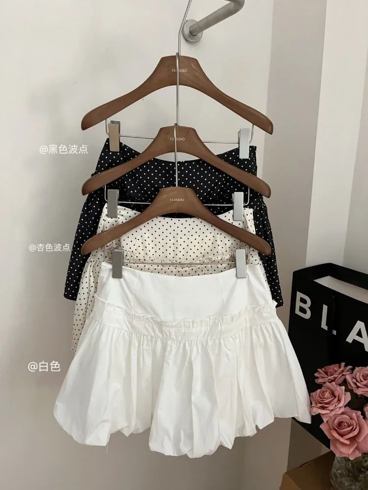Vintage Polka Dot Women Skirt 2025 Faldas Mujer Fashion Sweet Korean Jume High Waist Summer Saia Tunic A-line Mini Skirts 7o562