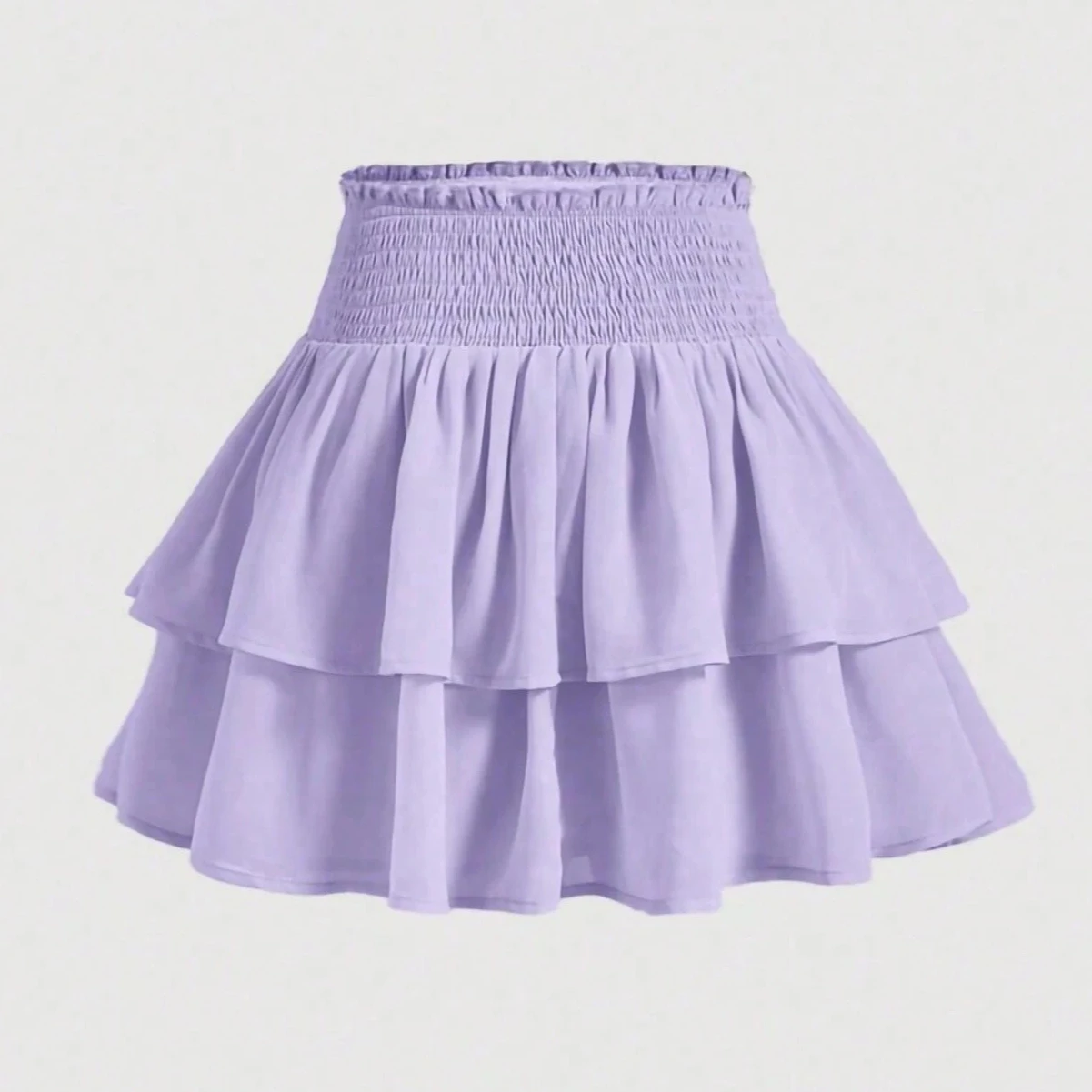 Tiered Ruffle Mini Skirt with Shirred Smocked Waist Flowy Layered Skater Skirt Spring Summer 2026 Fairycore Vacation Outfit