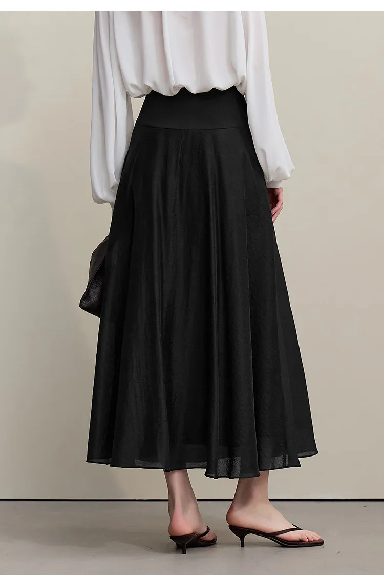 Amii Women's A-Line Skirt 2026 Summer New Elegant Lace Trim Midi Skirt Versatile Casual Loose Fit Solid Woman Clothes 12622031