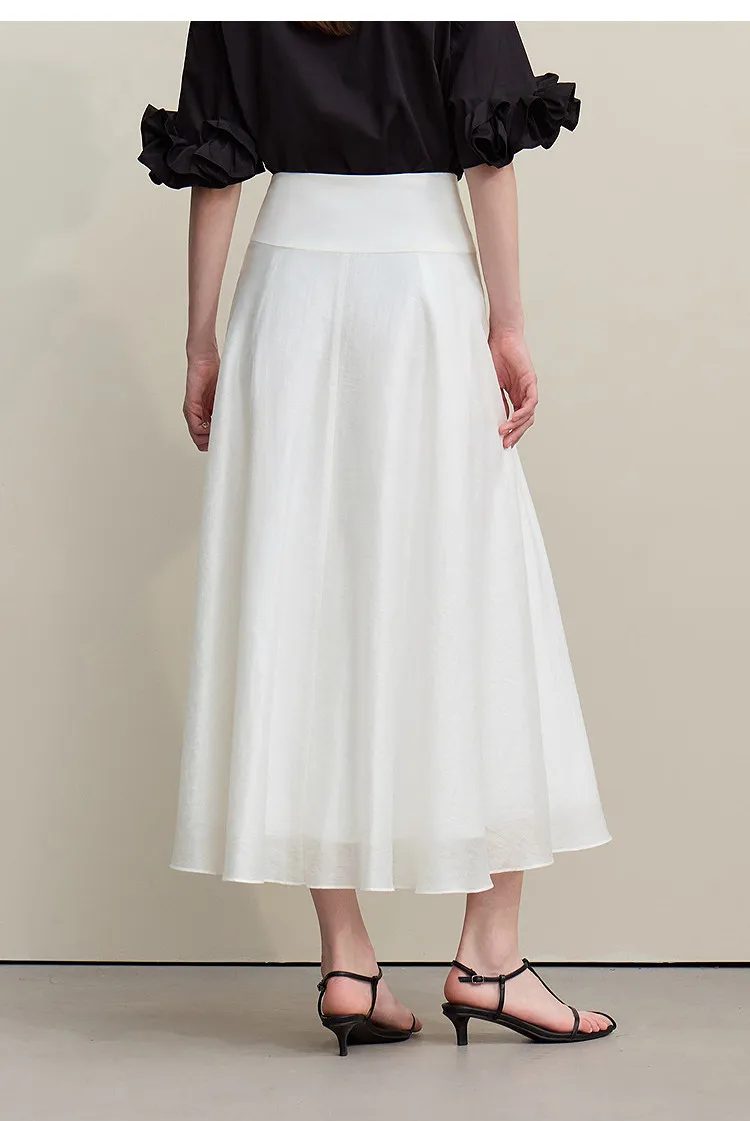 Amii Women's A-Line Skirt 2026 Summer New Elegant Lace Trim Midi Skirt Versatile Casual Loose Fit Solid Woman Clothes 12622031