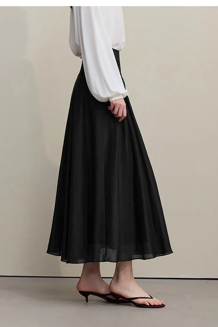 Amii Women's A-Line Skirt 2026 Summer New Elegant Lace Trim Midi Skirt Versatile Casual Loose Fit Solid Woman Clothes 12622031