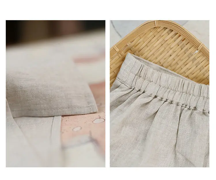 Literary Cotton Linen Split Skirt Women Single Breasted Midi A-Line Skirts Vintage Asymmetric Skirts Slimming